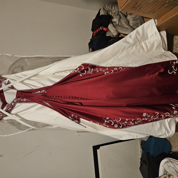 Alfred Angelo Ivory and Red Wedding Dress - Picture 4 of 6